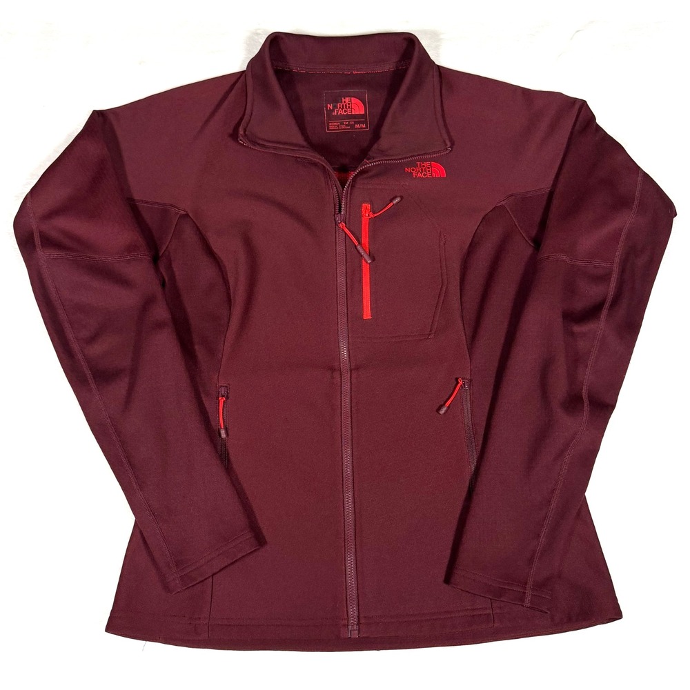 The North Face Womens M Red FuseForm Dolomiti Fleece Jacket Full Zip Thumbholes